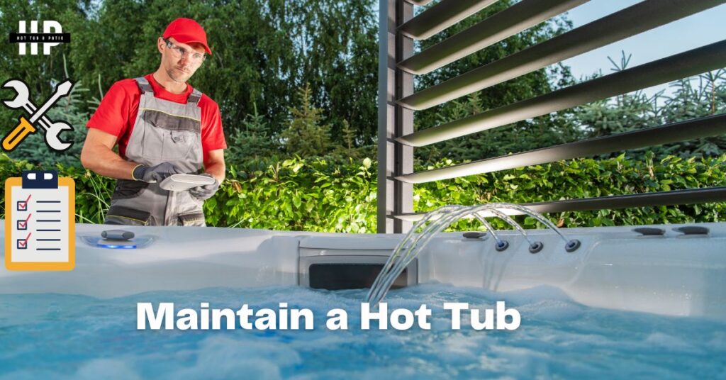 How to Maintain a Hot Tub: 4 A hot tub service man maintenance the tub.