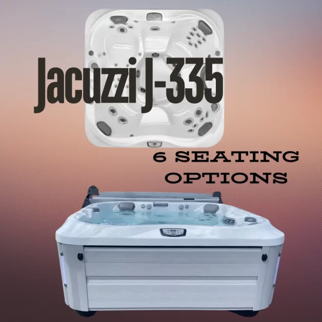 A Jacuzzi J-335 plug n play hot tub with 6 seating options