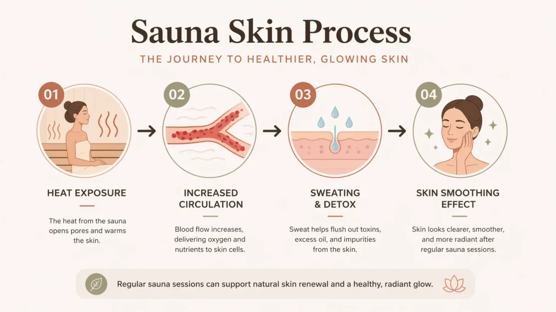 A info graphic of sauna skin process.
