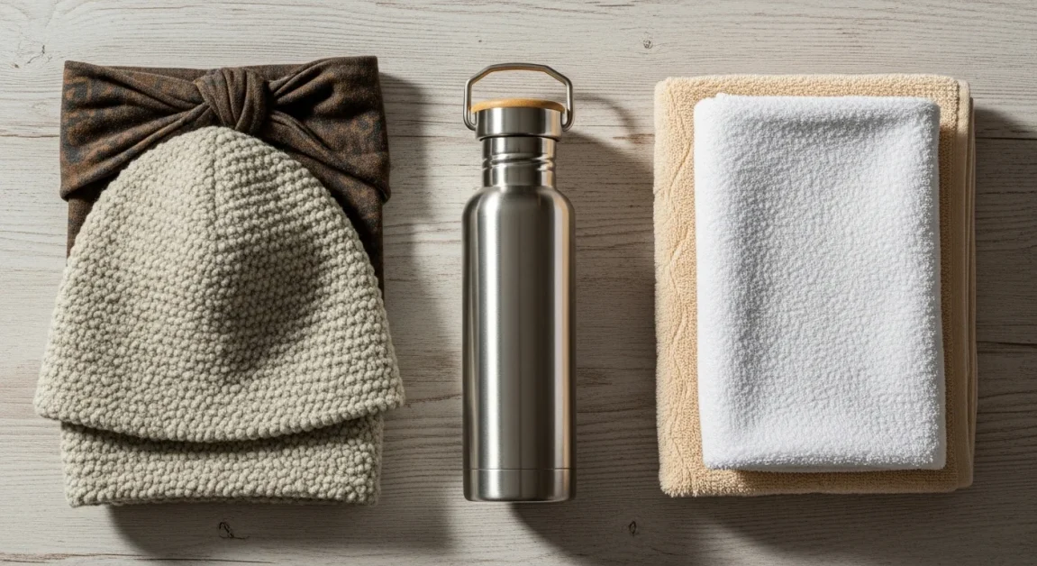 How To Dress For The Sauna: <gwmw style="display:none;"></gwmw> 4 A Water Bottle, hat, and extra towel for sauna.