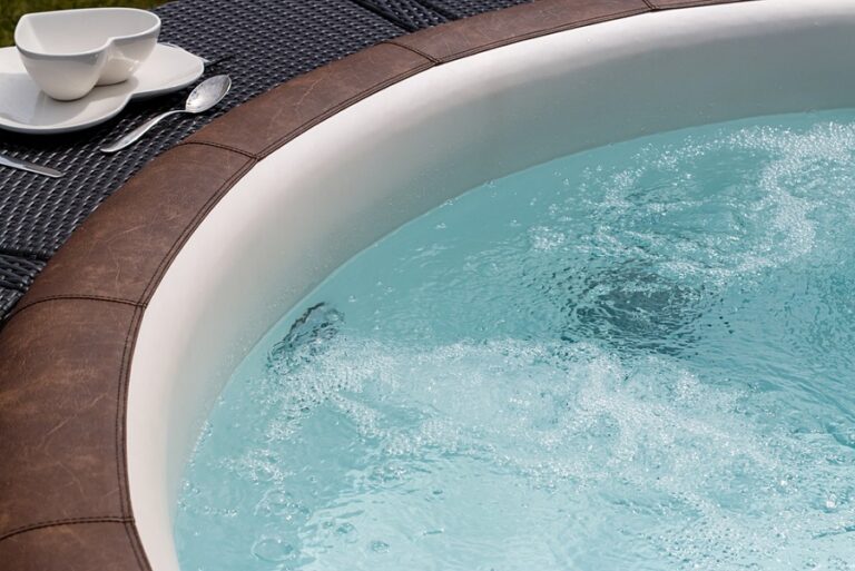 Inflatable Hot Tubs with Jets with spoon and cup at side table