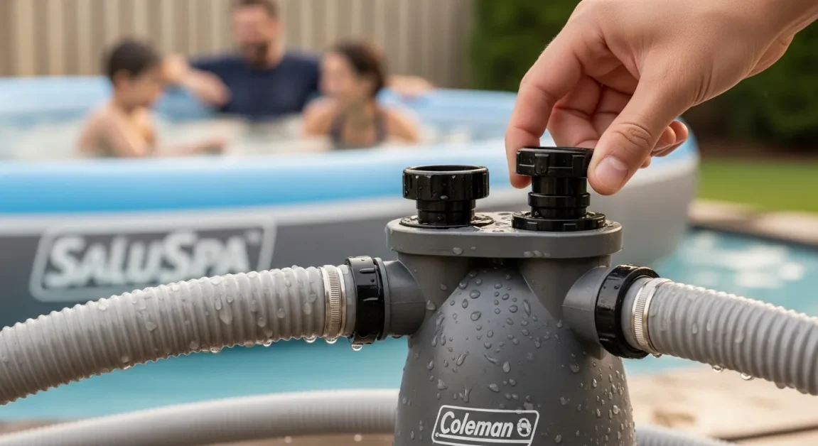 Releasing trapped air from the Coleman Saluspa pump hoses to clear the E02 code.