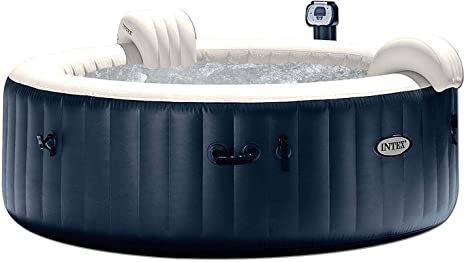 a Intex portable spa with neck relaxing caution