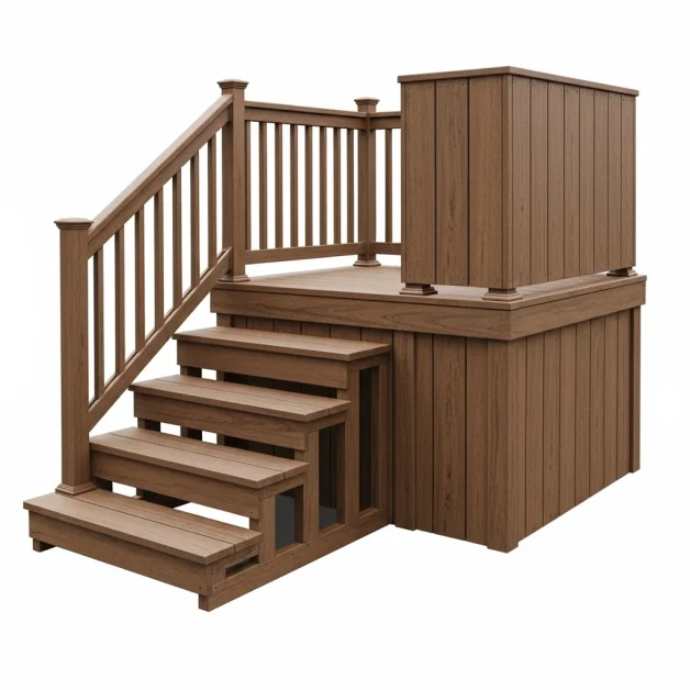A wooden stair spa steps 