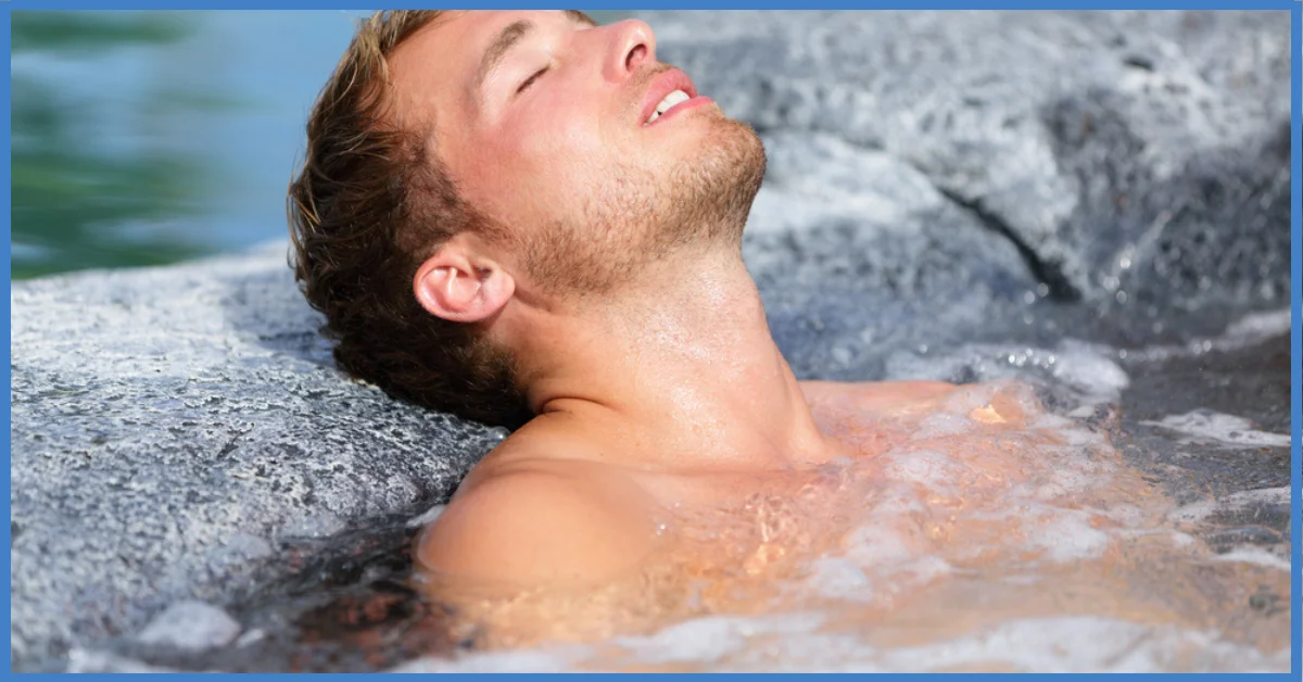 A man taking a hot tub bath to relieve her back pain. (Hot Tub Makes Back Pain Worse )