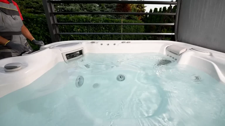 A cold climate hot tub with clear water.