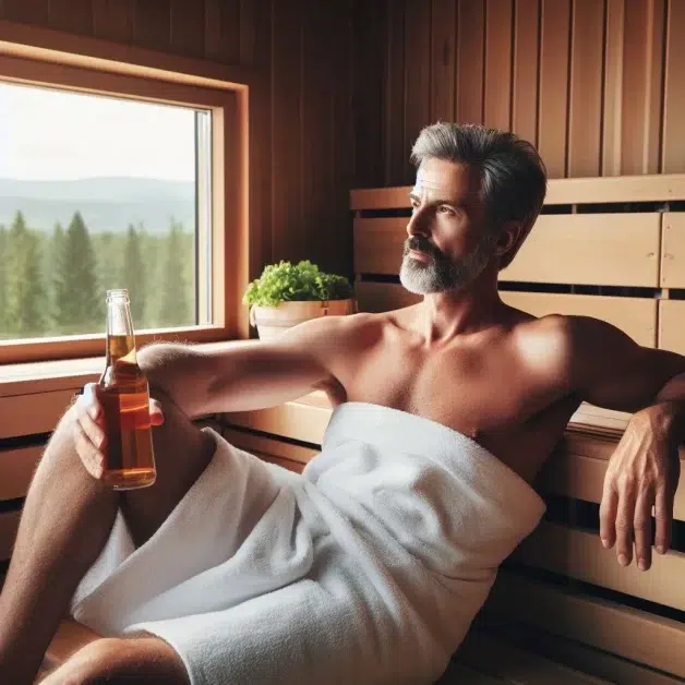 A man using sauna after vasectomy.