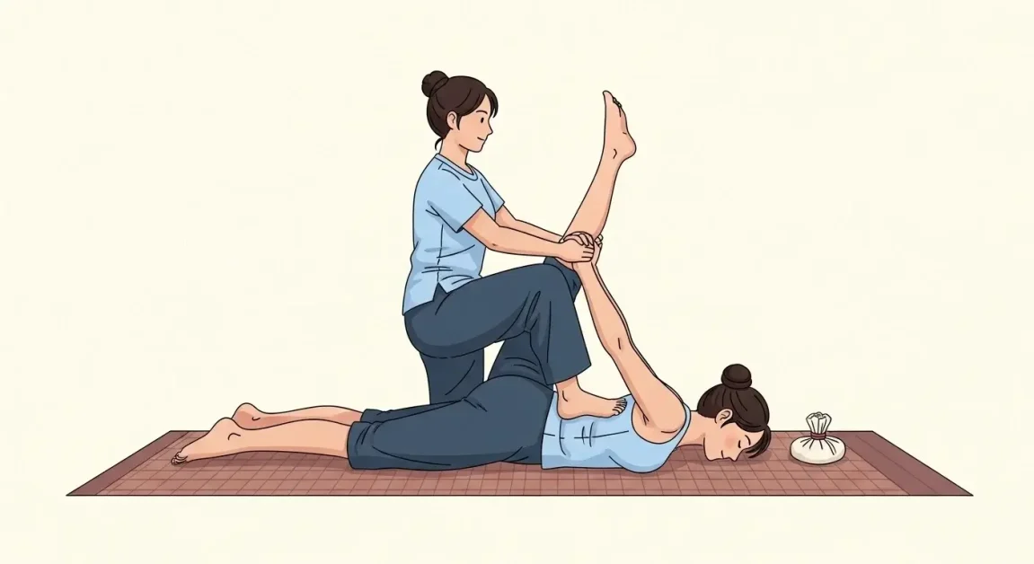 A Thai massage illustration scene 
