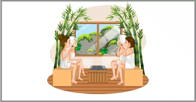 Two couples enjoying a relaxing sauna session together.