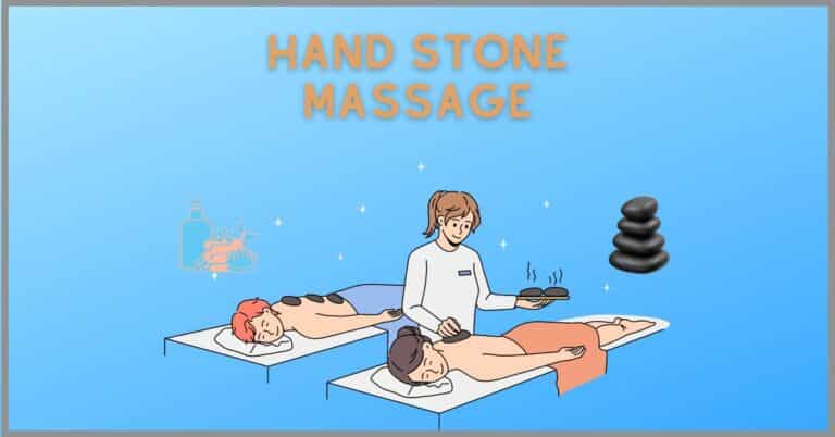 Illustration with a therapist doing hot stone massage