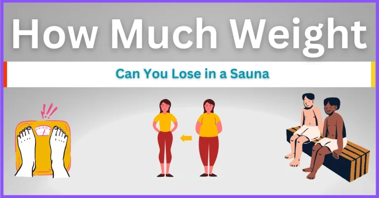 An illustration of a banner with the text “How Much Weight Can You Lose in a Sauna” in blue and black font, with a gradient background of light purple and orange