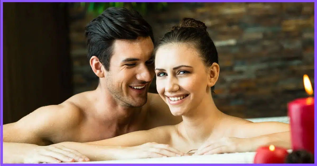 A young couple enjoying a relaxing hot tub experience with hot tub scents.