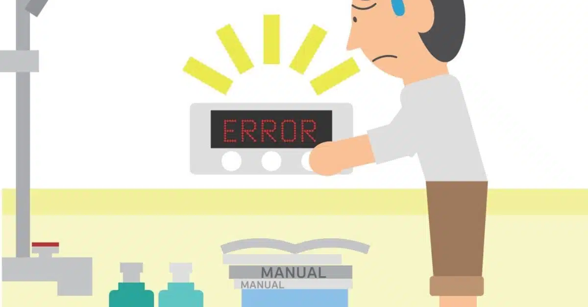 illustration showing error message in hot tub