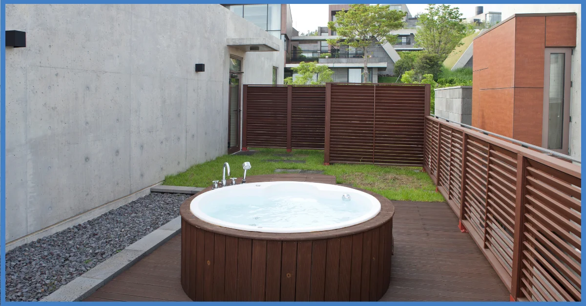 a Affordable Hot Tub placed in the home's outdoor garden. 