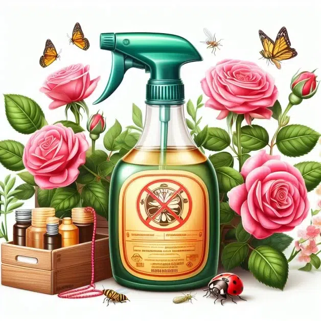 A bottle of insect killer. (best insecticides for roses)