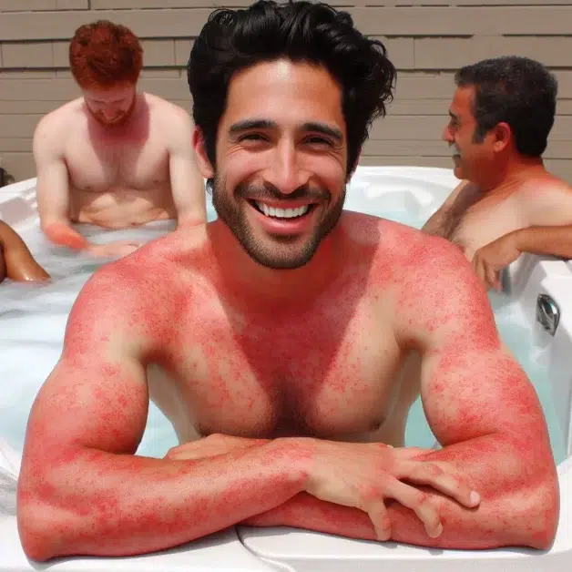 A man with smiling face effected with Pseudomonas Aeruginosa. (Pseudomonas Aeruginosa in Hot Tub)