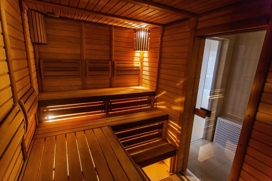 A sauna bath in home, firewood, (Sauna's Impact)