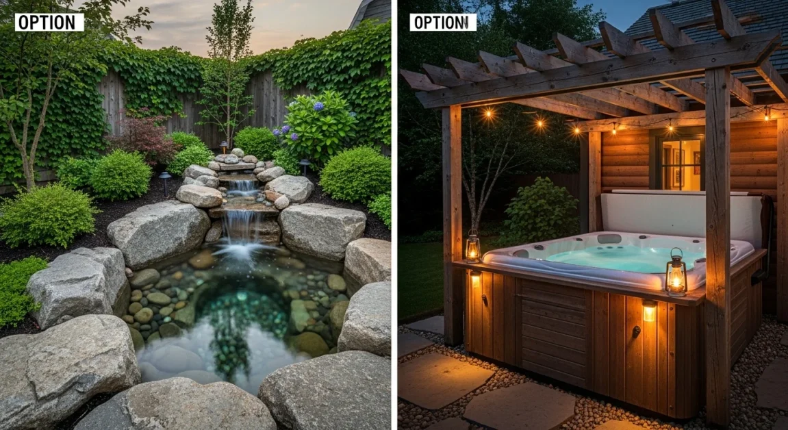 5 Backyard Hot Tubs 2 Two side by side Backyard Hot Tub Design natural and rustic.