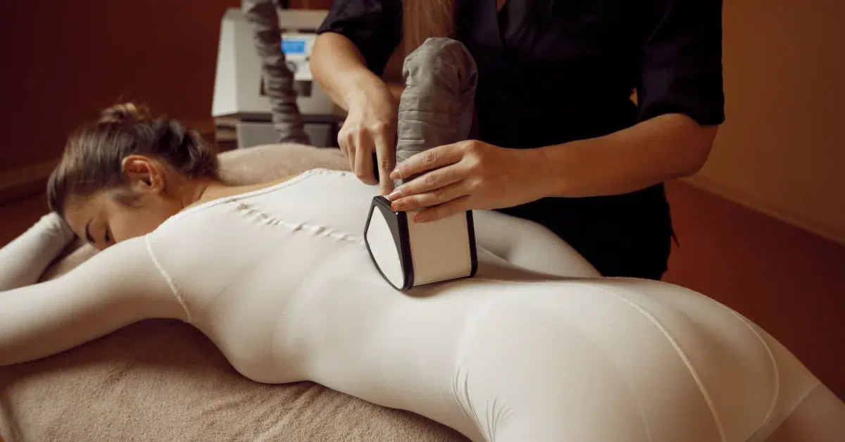 A woman receiving Vibrating Massage Therapy in a spa