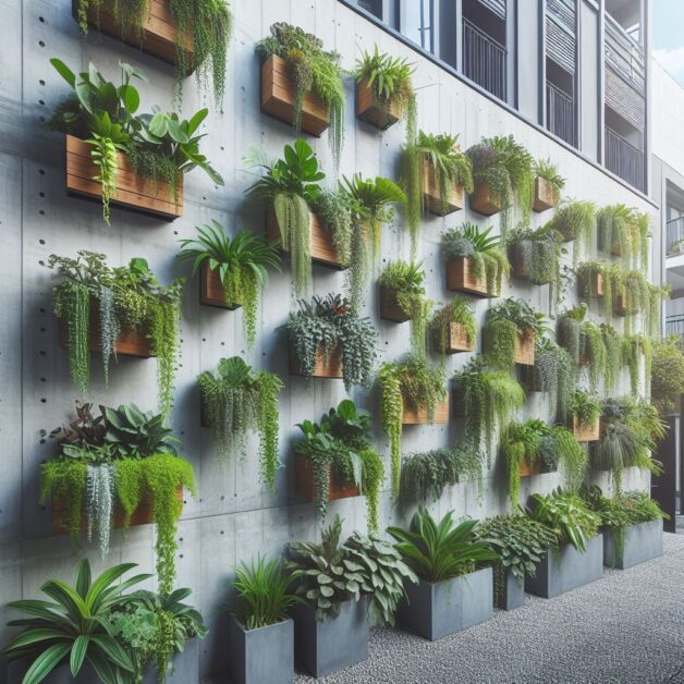 A Vertical Gardening style on a wall mounted. (Garden Ideas for Every Space and Style)