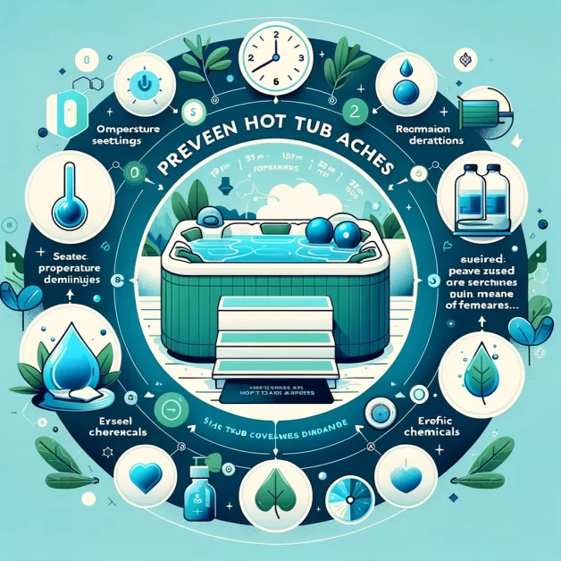 an infographic that outlines the key steps to prevent hot tub aches.