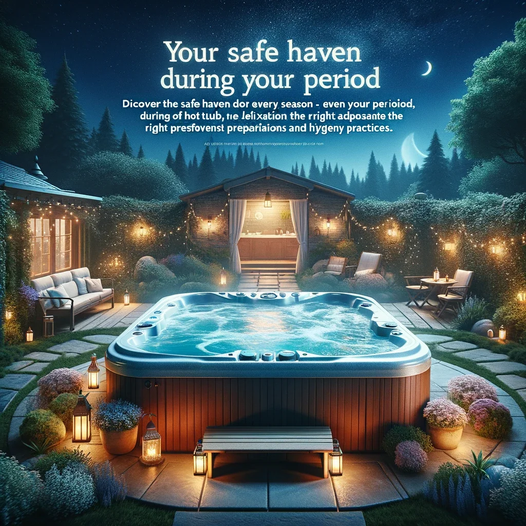 A hot tub on period ready to use with info text.