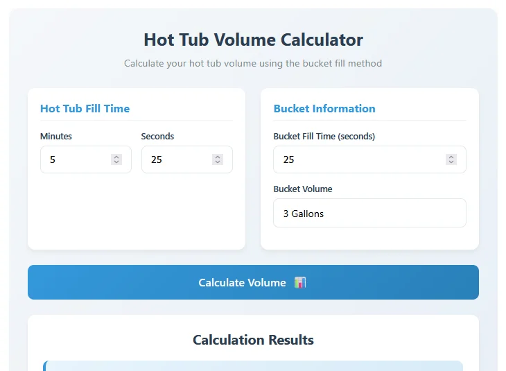 Hot Tub Volume Calculator: Find Your Exact Gallon Size Fast 1 main interface of Hot Tub Volume Calculator