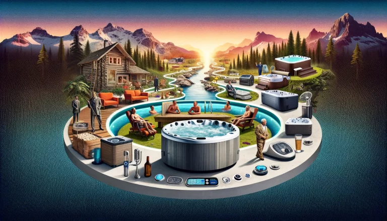 The wide-angle feature image capturing "The Evolution of Hot Tub Design Through the Decades" has been created.