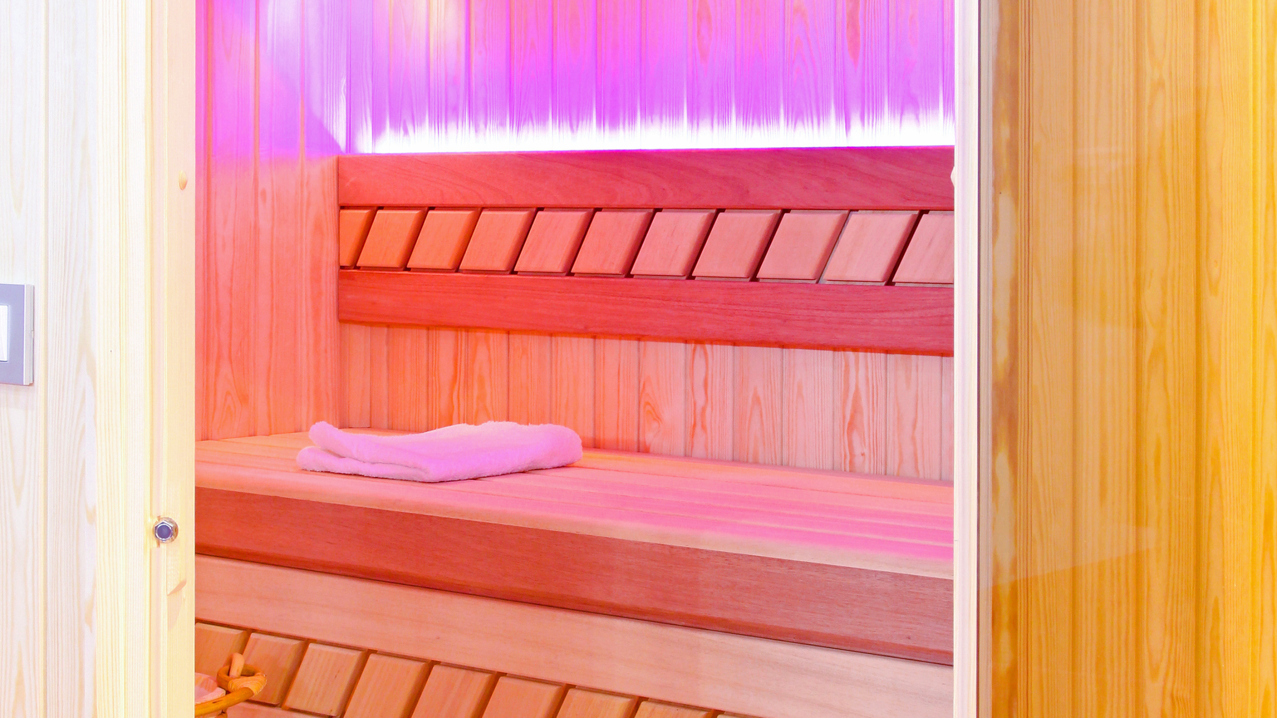 a sauna with infrared lights