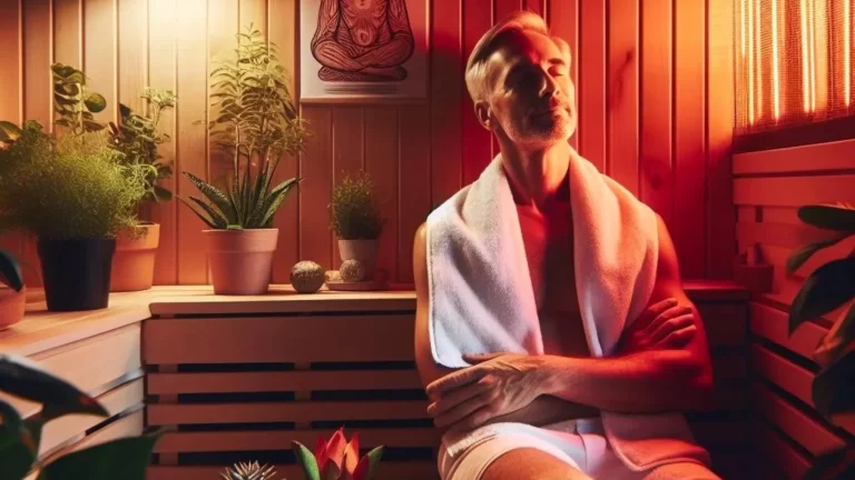 a man using a infrared sauna in a home embedded sauna