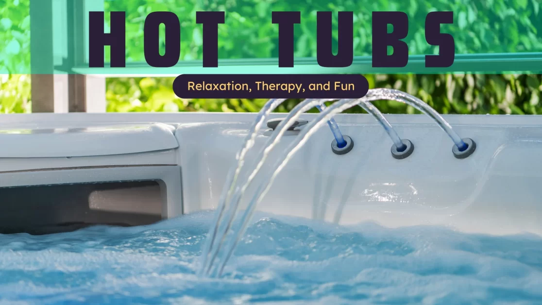 a hot tub with running jets and text showing on it.