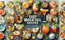 a variety of easy mocktail recipes perfect for any gathering. The image includes quick and simple non-alcoholic drinks, made with readily available ingredients, that will impress guests and add a refreshing touch to parties.