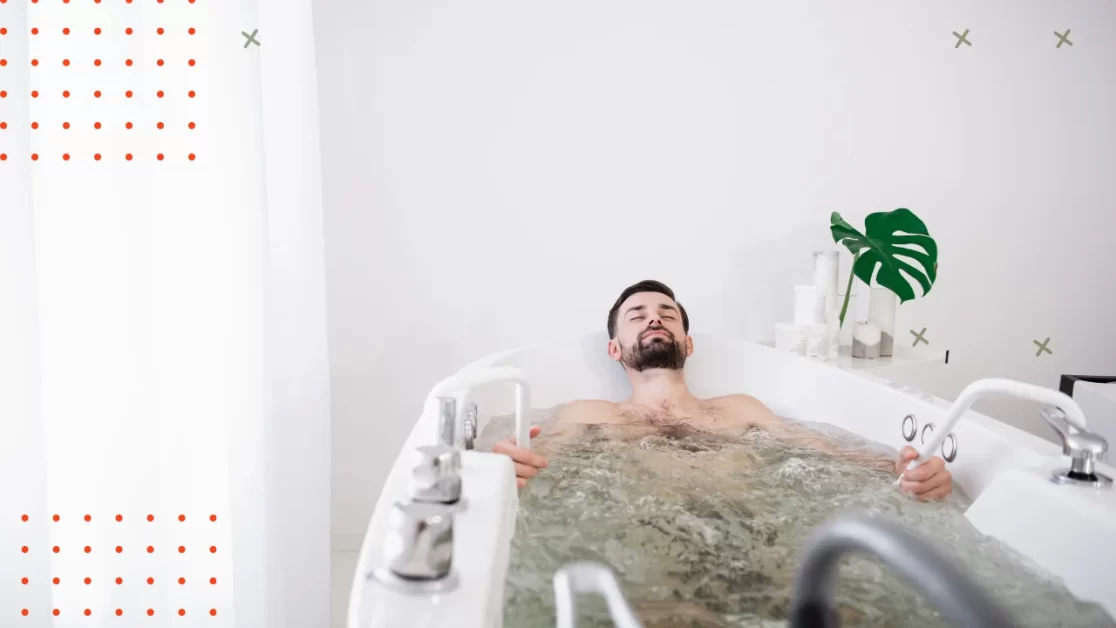 A man receiving hydro massage at her home.