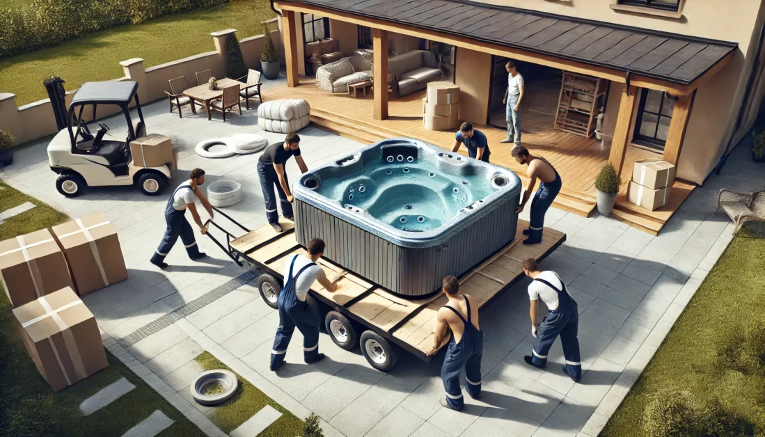 moving a hot tub with dolly.