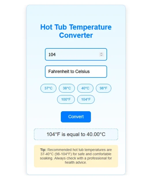 Hot Tub Temperature Converter
