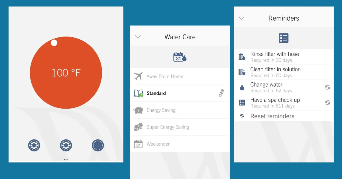 A infographics of Wellis Spa Control App for hot tub.