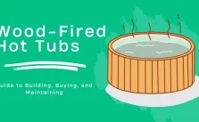 A main thumbnail image with green background, text and a illustration of wood fired hot tub.