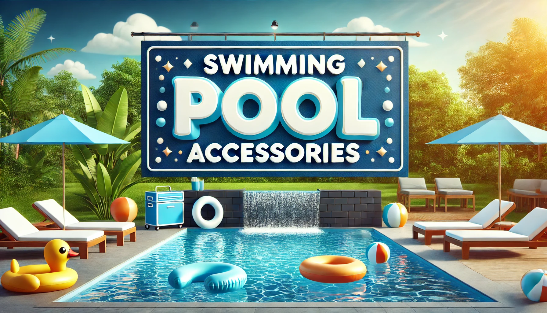 bold text of Swimming Pool with Accessories scene.