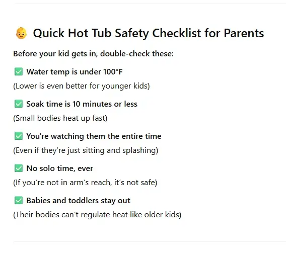 A Hot Tub Safety Checklist for Parents printable image