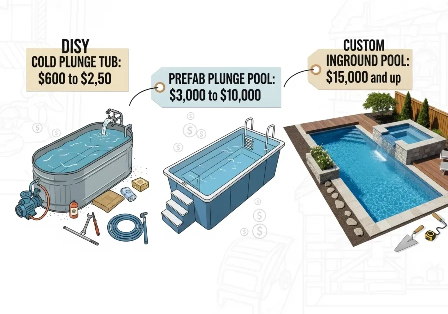 Cost comparison of prefab, inground, and DIY plunge pools.