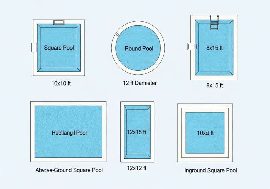 Different plunge pool shapes and sizes from above.
