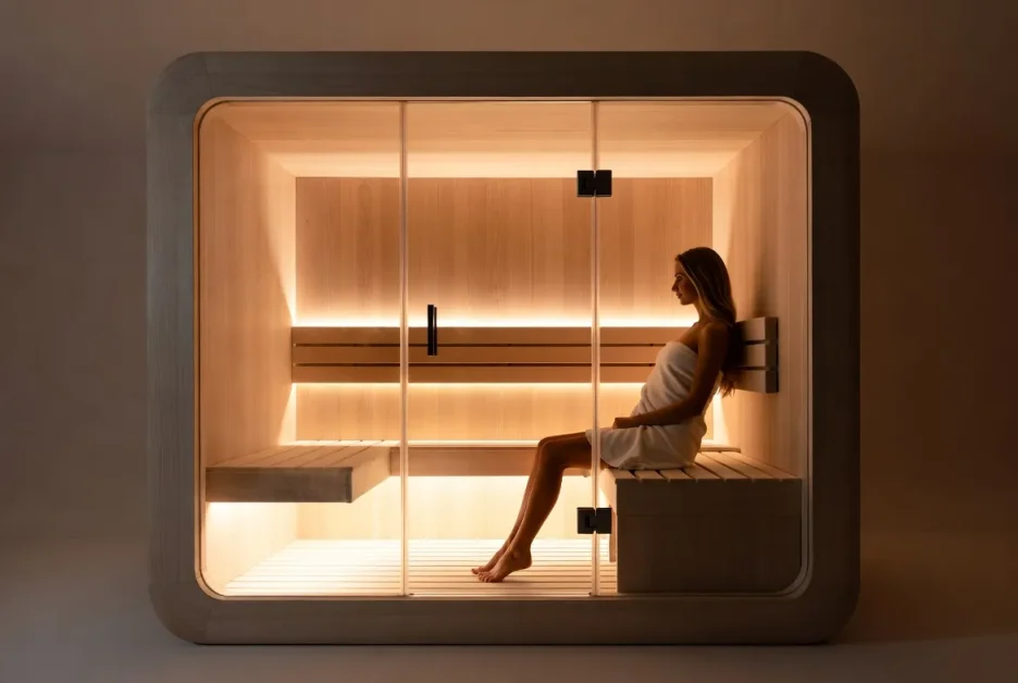 Compact Corner Layout Modern Sauna Layout