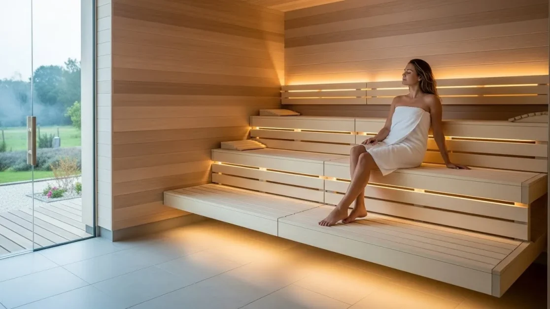 Floating Bench Layout modern sauna