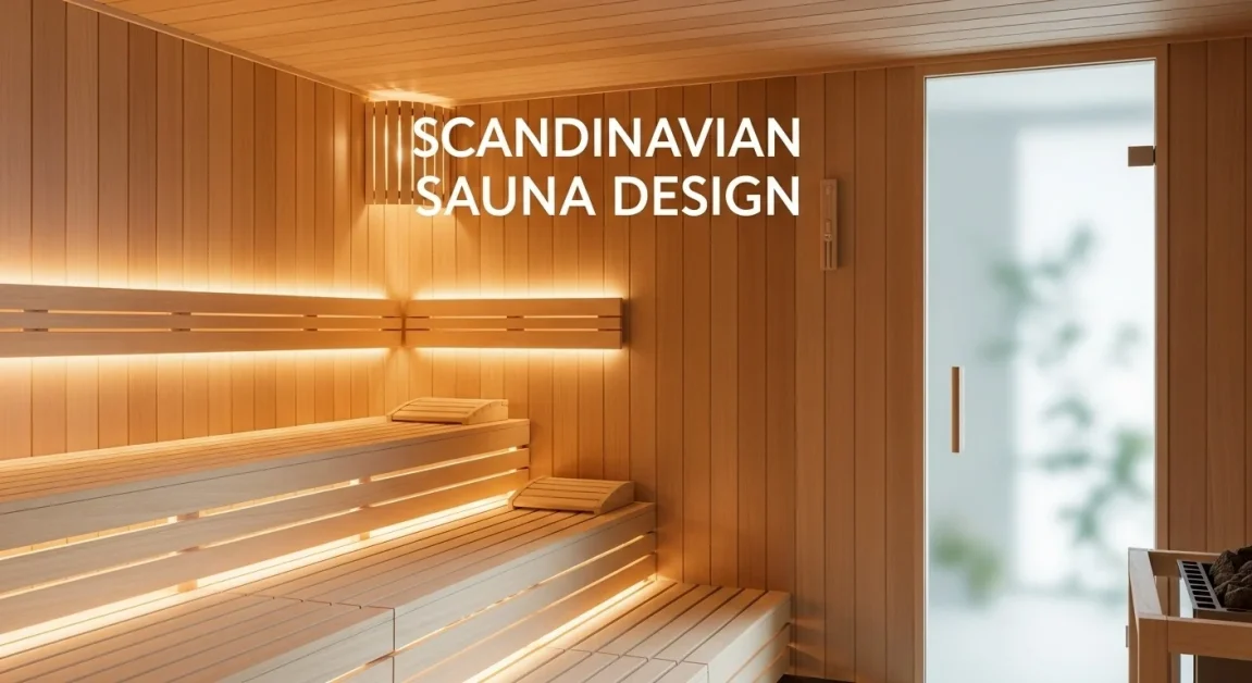 Modern Sauna Design Ideas 2 A minimalist Scandinavian-style sauna with light cedar walls, soft LED lighting, and a glass door for a modern, clean spa look.