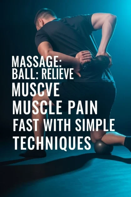 A man using a ball massage with text banner.