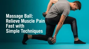 Massage Ball: Relieve Muscle Pain Fast with Simple Techniques 1 Person using a massage ball on legs and back with bold text overlay: 'Massage Ball: Relieve Muscle Pain Fast with Simple Techniques'.