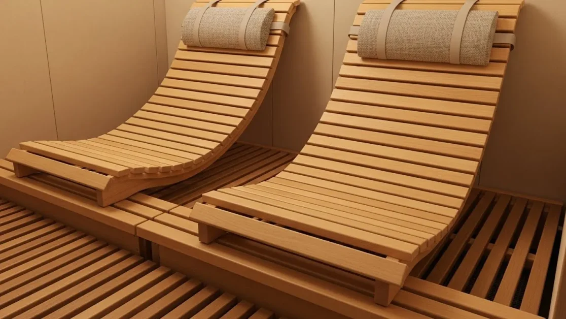 How to Create the Perfect Indoor Sauna Nook: Small Space, Big Style 21 A Backrests and comfort upgrades ready for sauna.