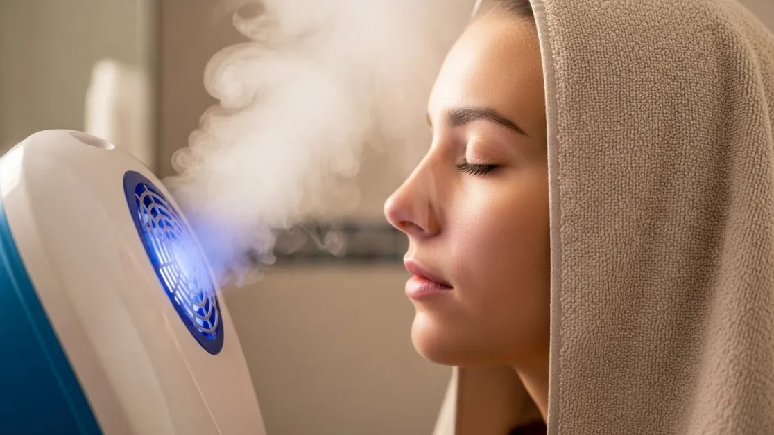 Facial Saunas Common Problems and How to Fix Them 3 A woman do Facial Sauna.