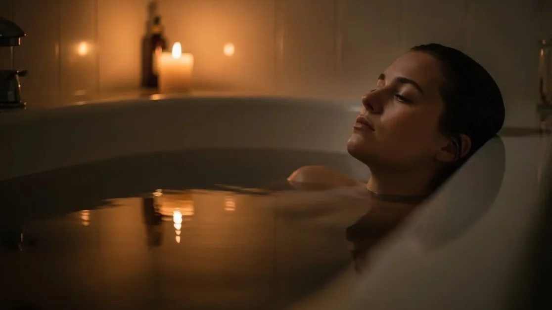 Pros and Cons of Owning a Spa: Is a Home Spa Really Worth It? 2 Person relaxing in a hot tub during a peaceful evening soak with dim lighting, calm water, and steam rising, creating a quiet, reflective moment before making a decision.