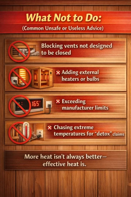 Common mistakes to avoid when trying to make an infrared sauna hotter.